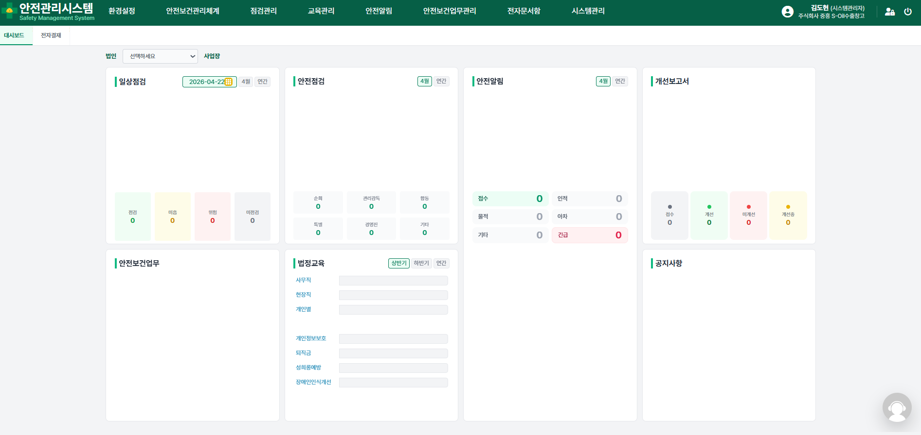 WESAFE WEB 대시보드 화면
